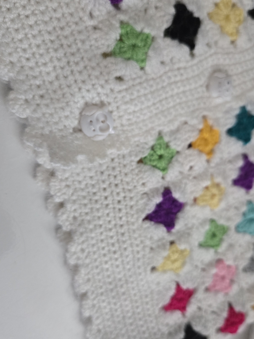 Vintage Handmade Crochet Granny Square Cardigan Kids Girls 4T Owl Buttons Boho - Picture 9 of 10